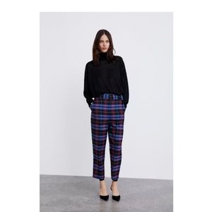Zara multicolored plaid cropped pants